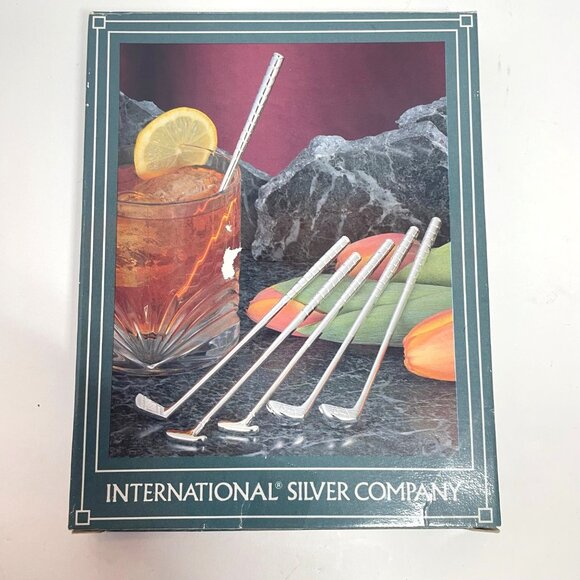 Silverplated Golf-Themed Drink Stirrers - Set Of 6 By International Silver Compa - Picture 3 of 8